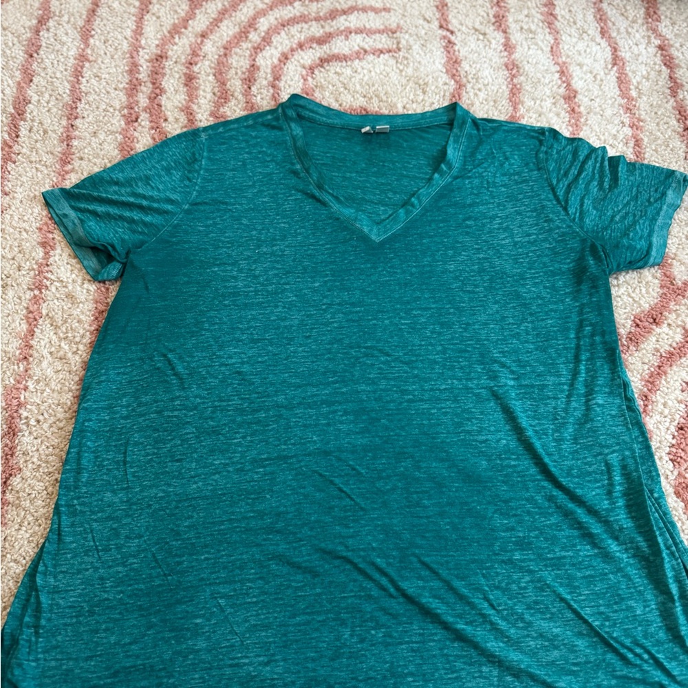 Cato Teal Short Sleeve V-Neck Top